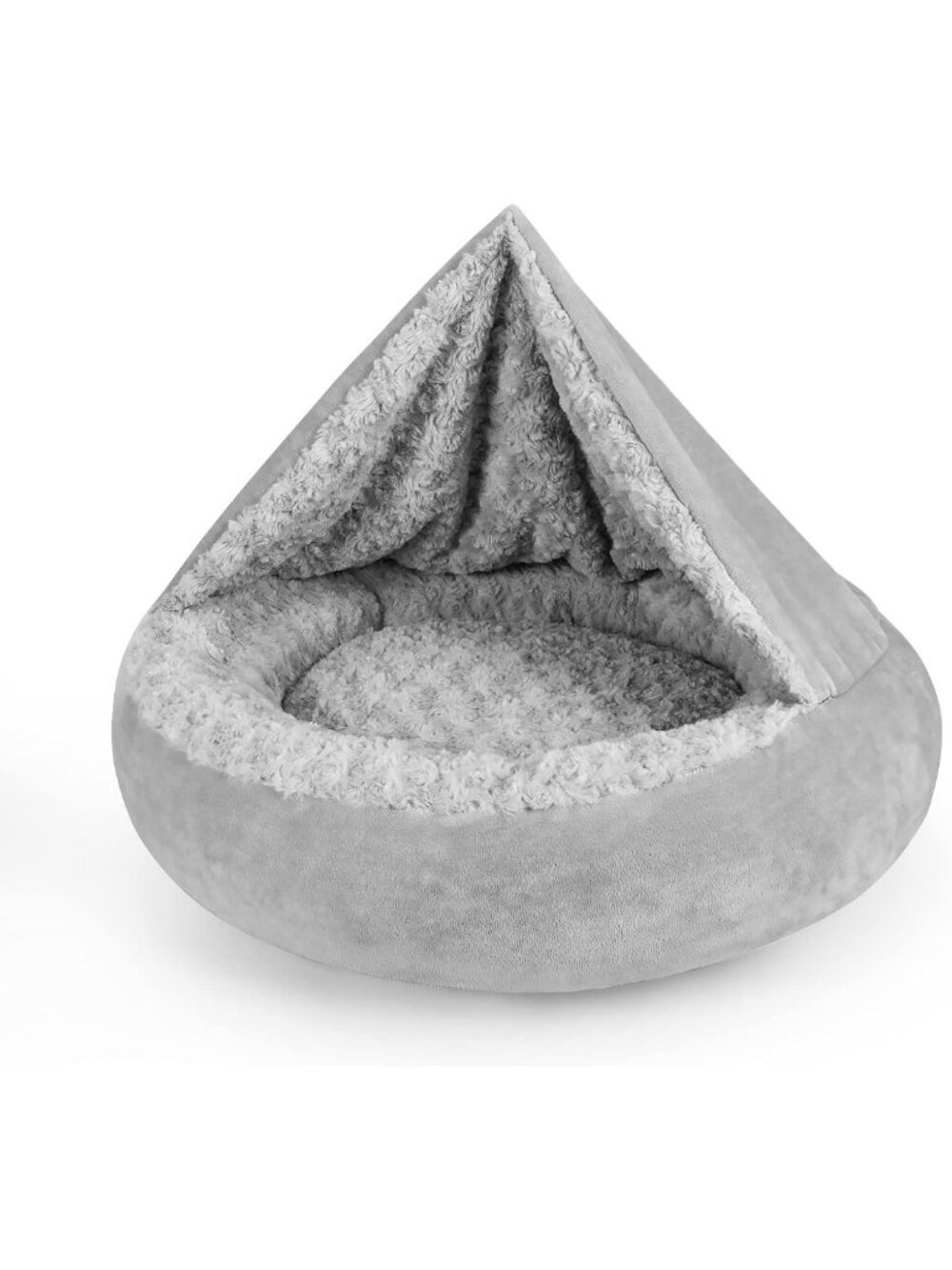 Cozy Donut Dog Bed for Small to Medium Dogs, Anti-Anxiety Cuddler with Blanket